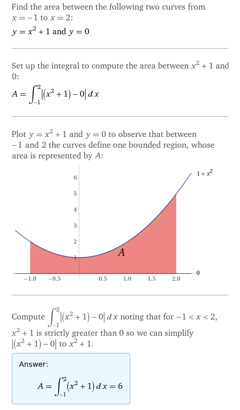 вычислите площадь фигуры ограниченной линиями y=x^2+1;y=0,x=-1;x=2