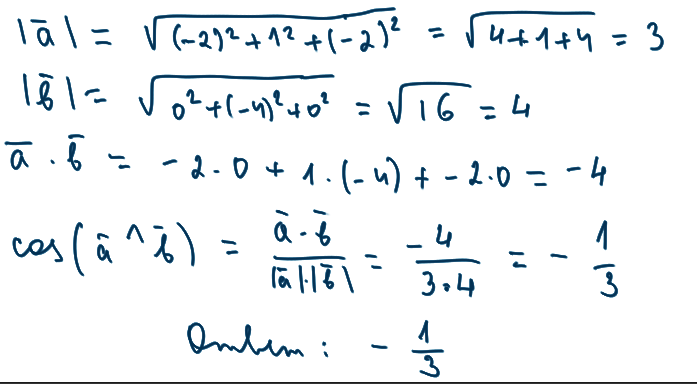 Косинус угла между векторами равен 0