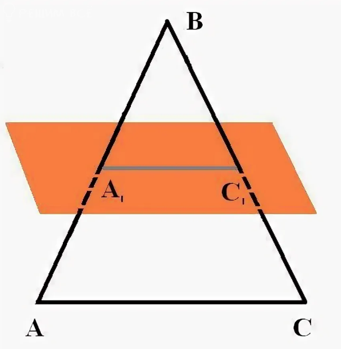 C bc v. Плоскость параллельна стороне. Треугольники в параллельных плоскостях. Сторона треугольника параллельна плоскости. Плоскость пересекает стороны треугольника.