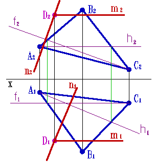 Перпендикулярные плоскости заданной треугольником