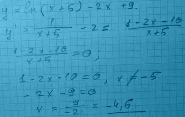 Найти точку минимума функции 9x 9ln. Ln x 5 2x 9 Найдите точку максимума. Найдите точку максимума функции y Ln x+5 -2x+9. Найдите точку максимума функции y 2ln x+4 -2x+2. Точка максимума функции y=Ln(x+5)-5x.