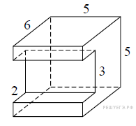 Деталь имеет форму изображённого на рисунке многогранника (все двугранные  углы прямые). Цифры на рисунке обозначают длины рёбер в сантиметрах.  Найдите площадь поверхности этой детали. Ответ дайте в квадратных  сантиметрах.
