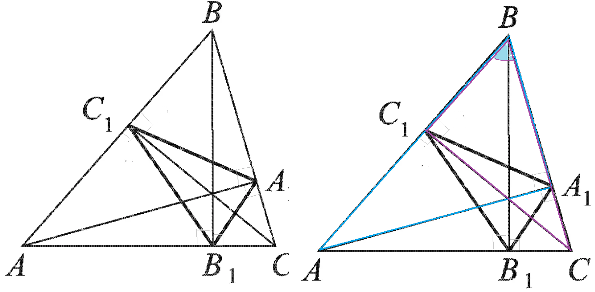 Коэффициент подобия треугольников равен косинусу