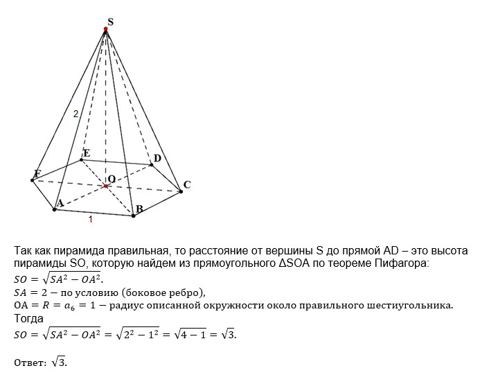 Диагональное сечение шестиугольной пирамиды